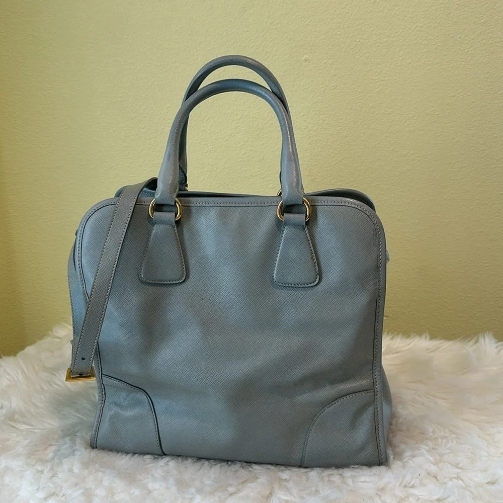 💯Authentic Prada Light Blue Safiano Leather Tote Bag🍀